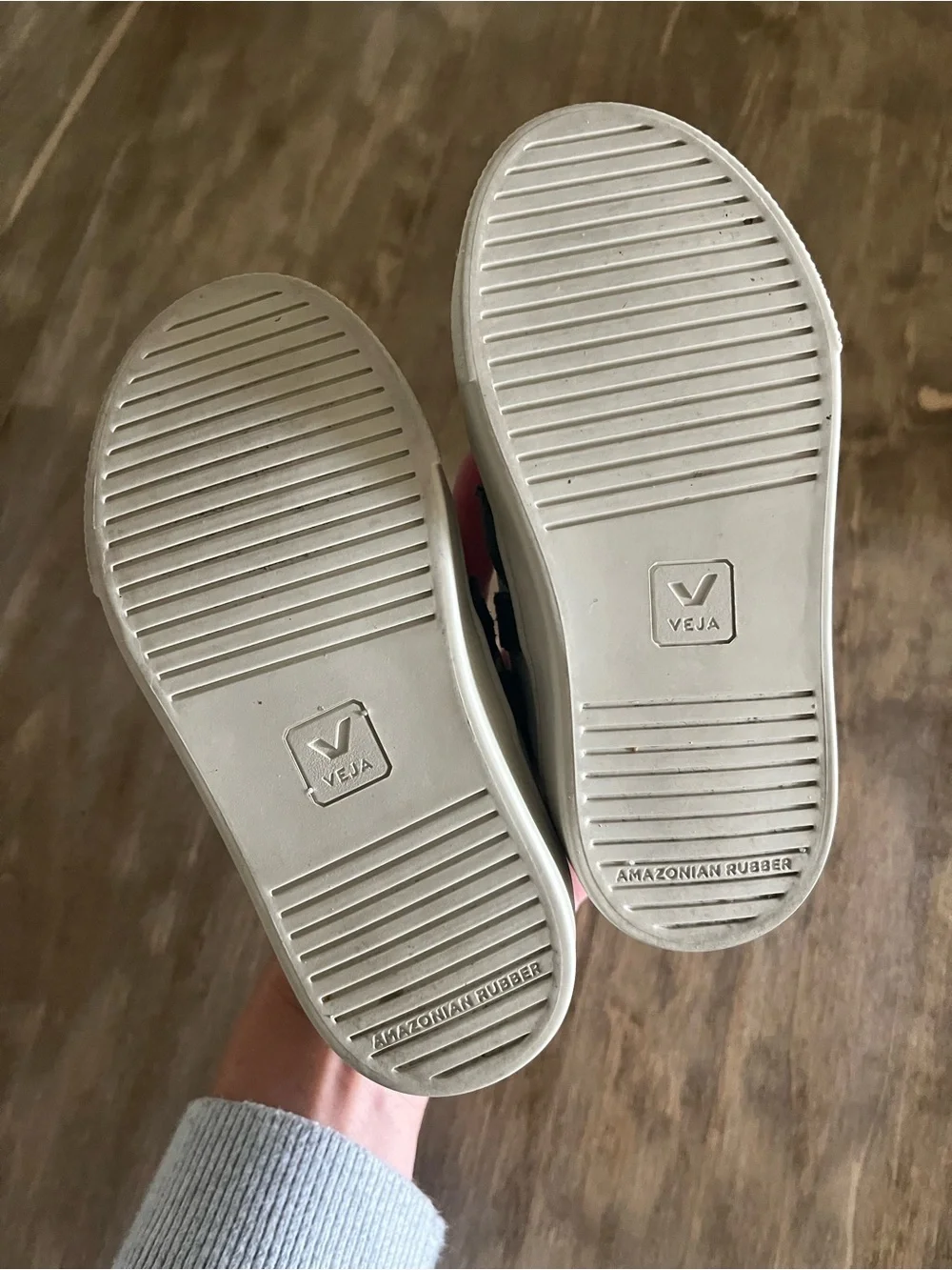 NWOT Veja Kids White Sneakers with Blue V Logo